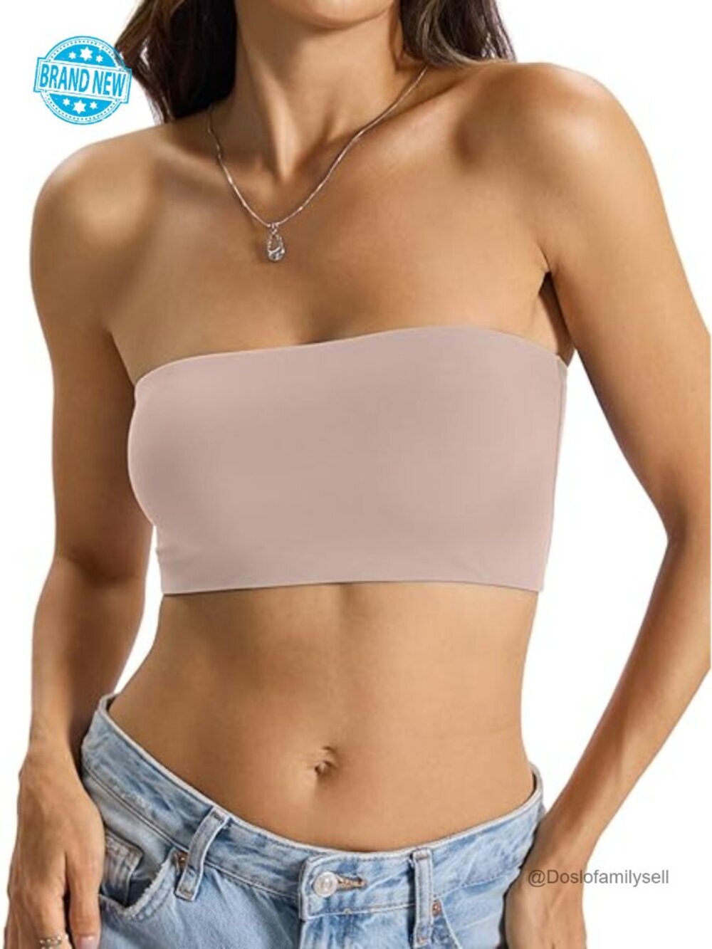 Double Lined Non-Padded Strapless Bandeau Crop Tank Top